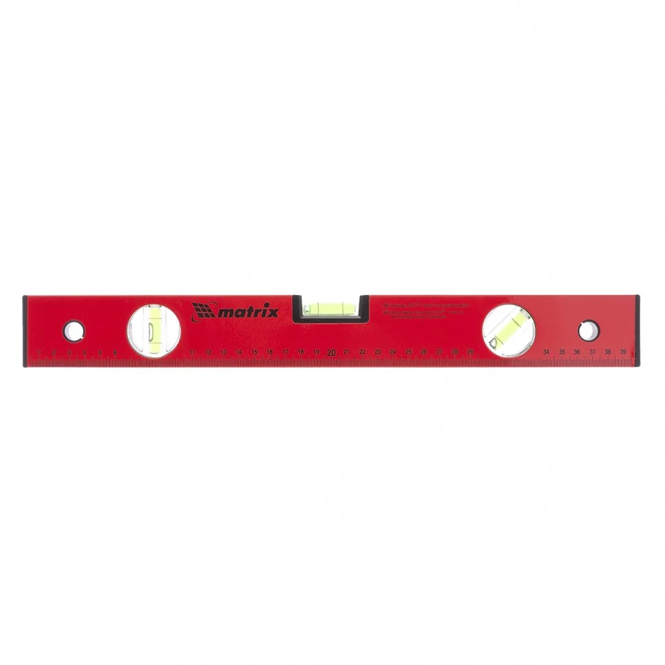 Matrix Уровень алюминиевый, 400 мм, 3 глазка, красный, линейка 33220