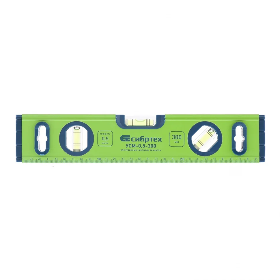 Сибртех Уровень алюминиевый УСМ-0,5-300, фрезерованный, 3 глазка, магнитный, 300 мм 34111