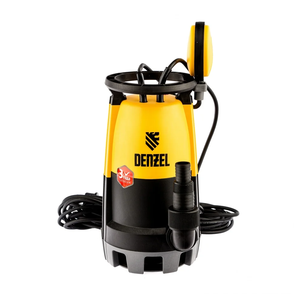 Denzel Дренажный насос для чистой и грязной воды DP-600S, 600 Вт, напор 7 м, 13000 л/ч// 97268