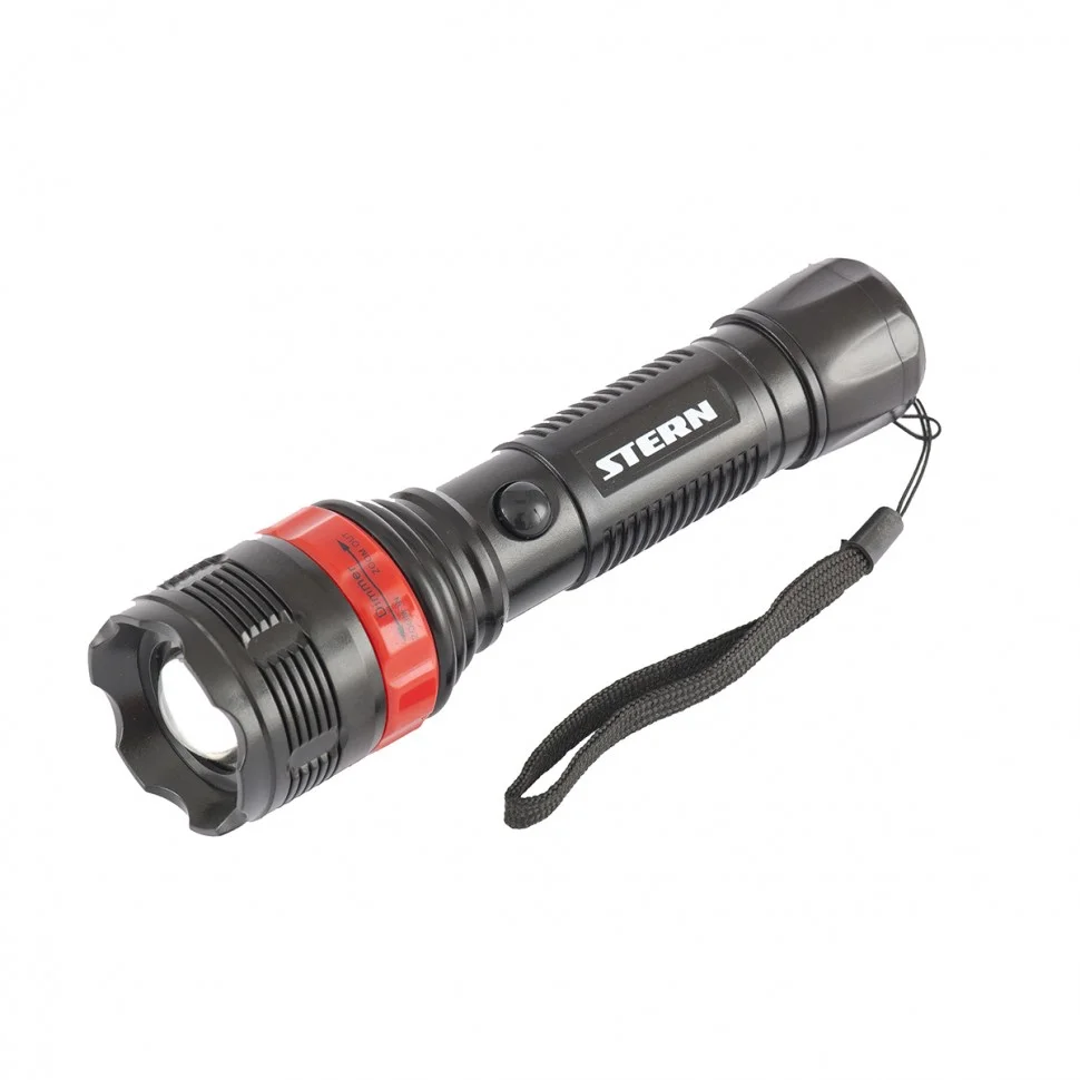 Stern Фонарь бытовой, пластик, 3 W Led, ремешок, зум, 3 режима 100%-50%-строб, 3 х ААА 90572