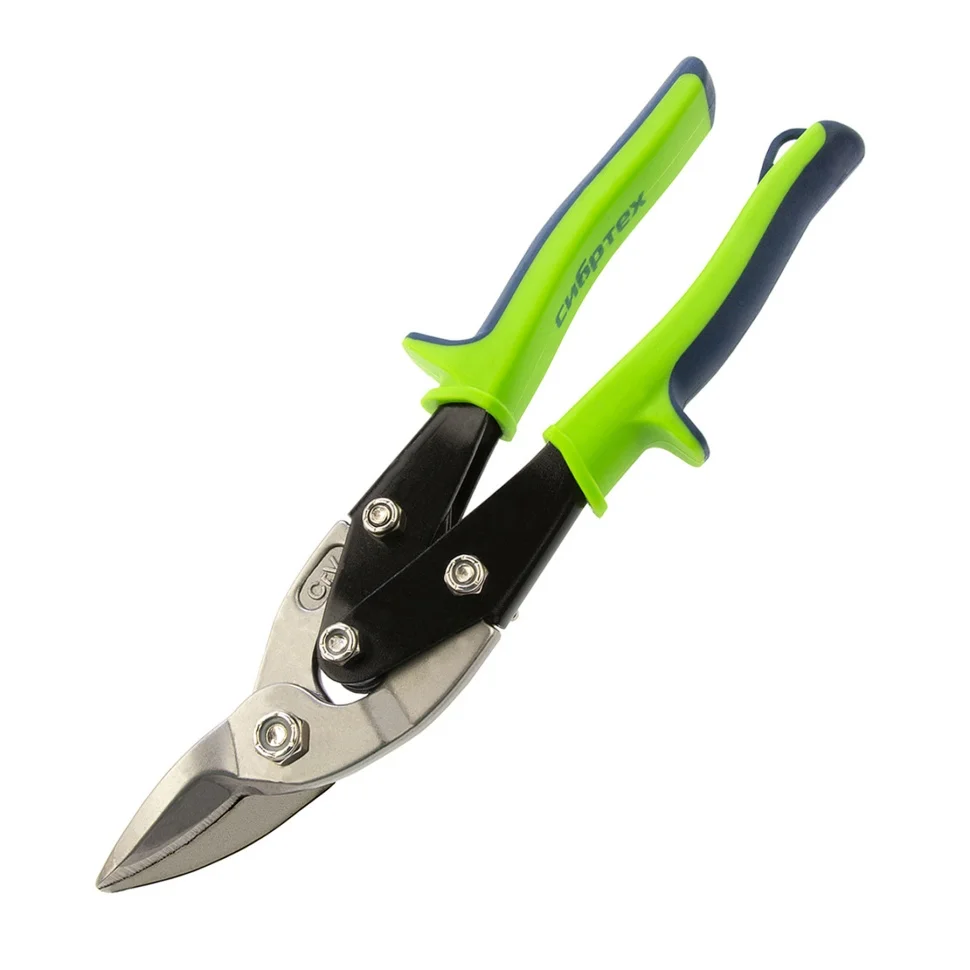 СИБРТЕХ Ножницы по металлу, 250 мм, правый рез, сталь С55, двухкомпонентные рукоятки 78337