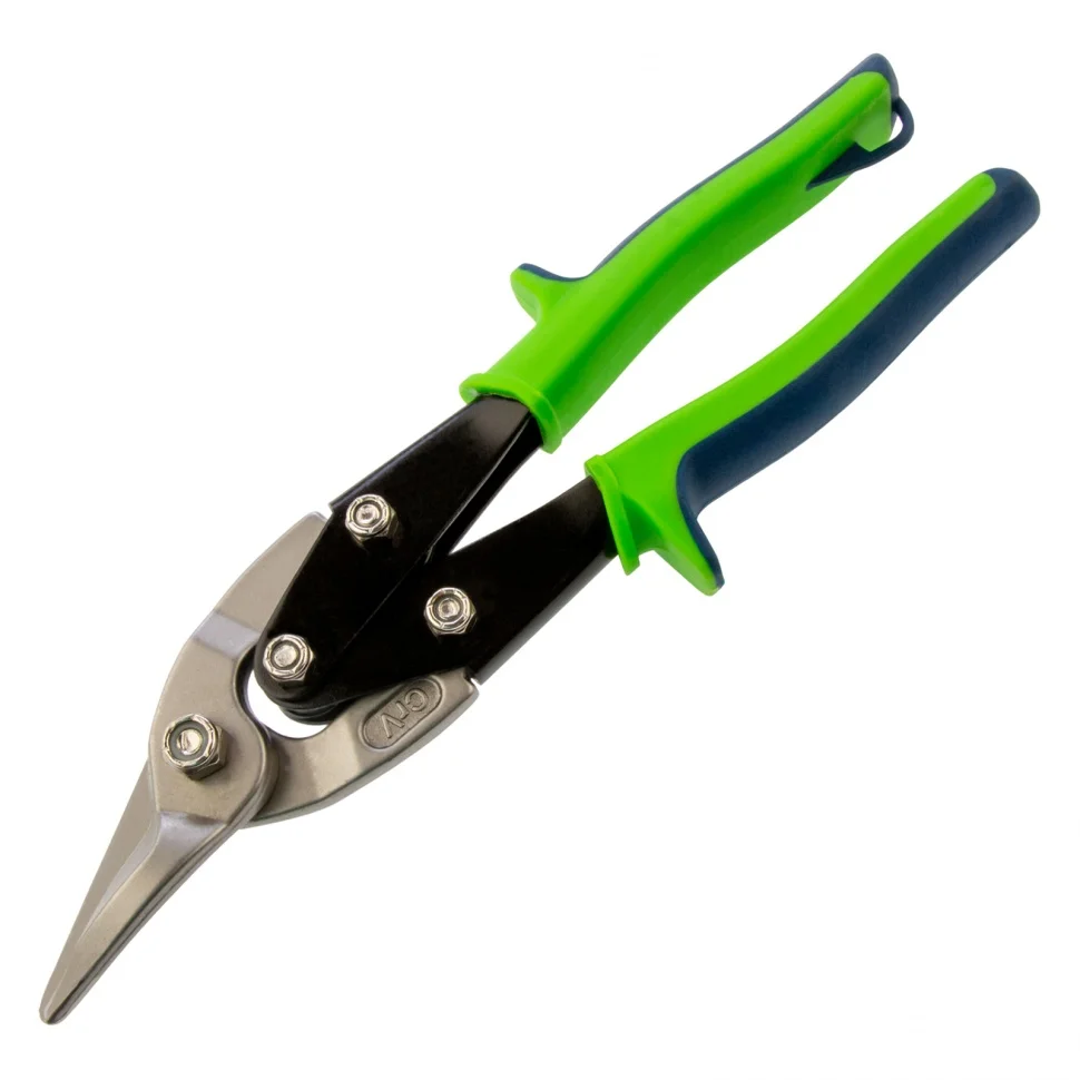 СИБРТЕХ Ножницы по металлу, 250 мм, левый рез, сталь С55, двухкомпонентные рукоятки 78338