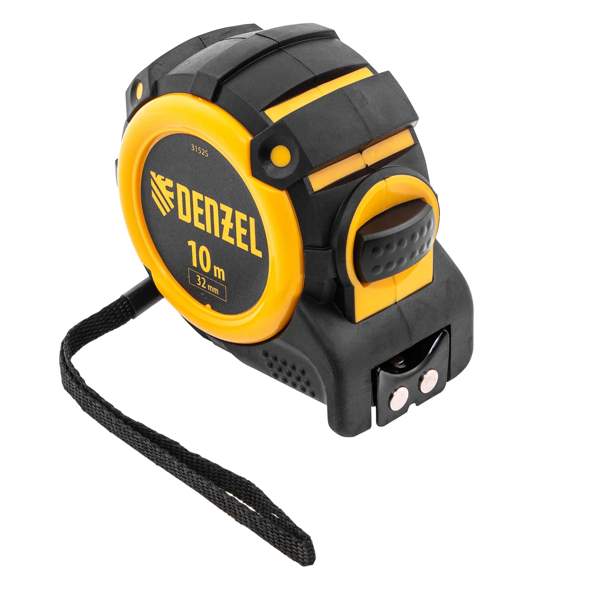 Denzel Рулетка 10м х 32мм, автоматич. фиксац., нейлон. покрытие, магнит. зацеп, двухстор. разметка// 31525