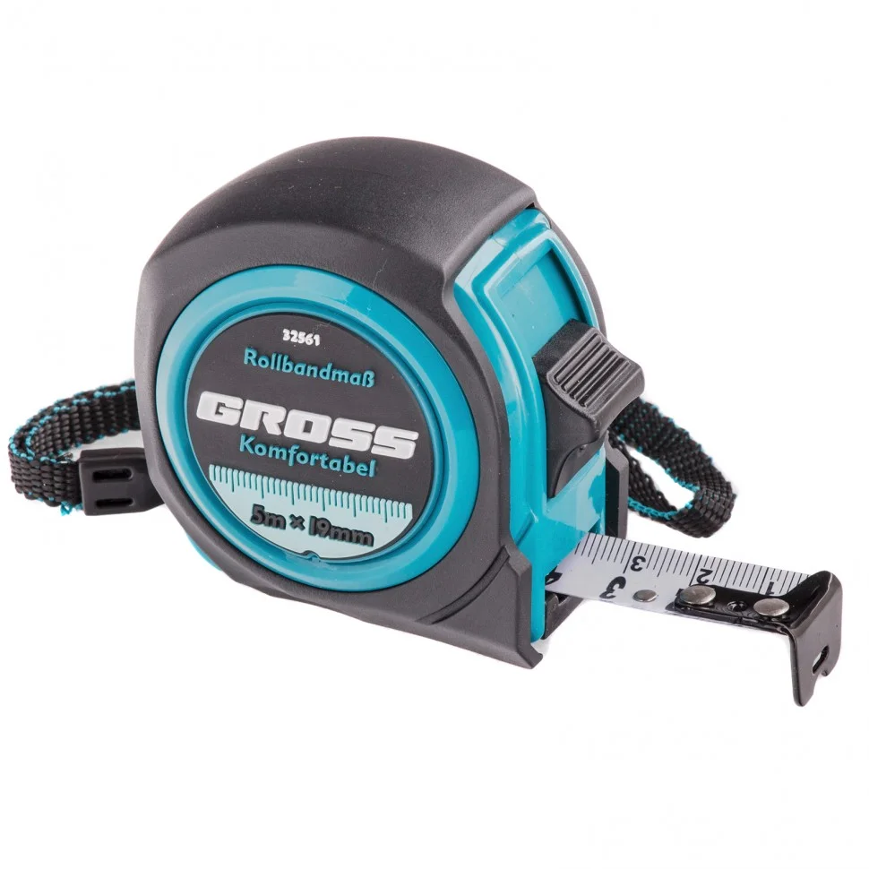 Gross Рулетка Komfortabel 5 м х 19 мм,обрезиненный корпус 32561