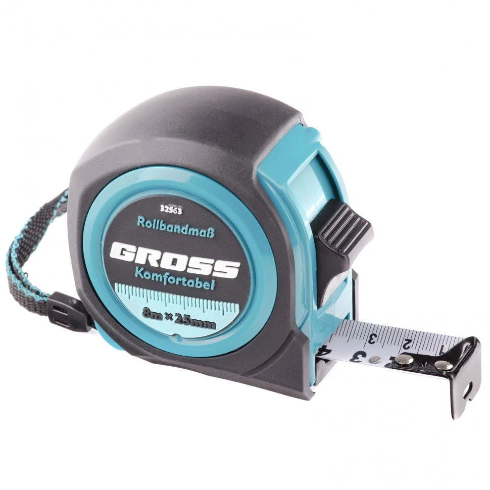 Gross Рулетка Komfortabel 8 м х 25 мм,обрезиненный корпус 32563