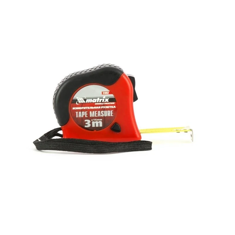 Matrix Рулетка Double fixation,3 м х 16 мм,обрезиненный корпус,двойная плавная фиксация 31052
