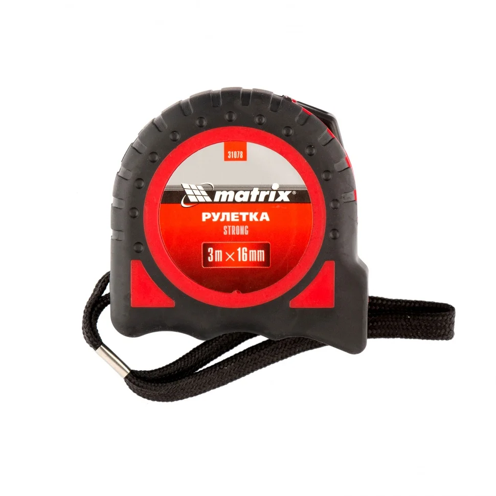 Matrix Рулетка Strong,3 м х 16 мм,обрезиненный корпус 31078