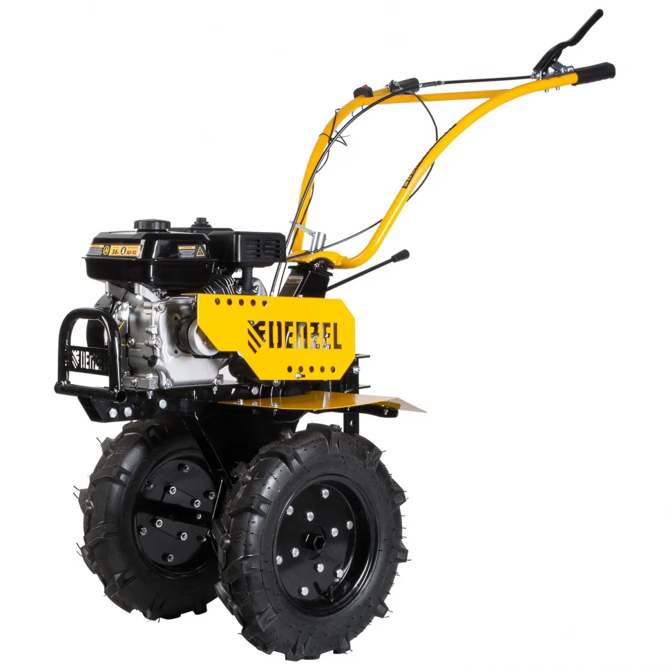 Denzel Мотоблок DPT-470, 7 л.с, ременное сцепление, ширина 85 см, глубина 35 см, фрез 3 х 4, ШОМ, передачи 3В/1Н 56405