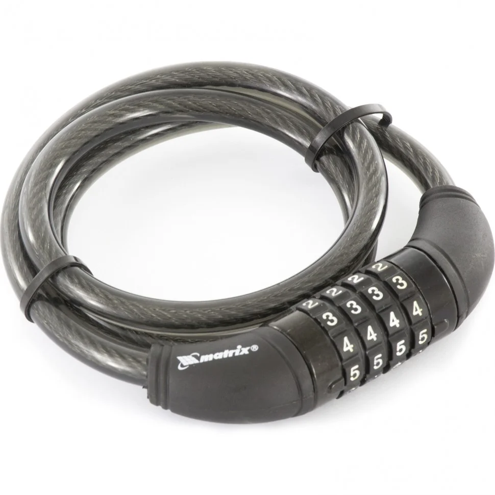 Matrix Замок тросовый универсальный с кодовым механизмом, 10 х 950 мм 91818