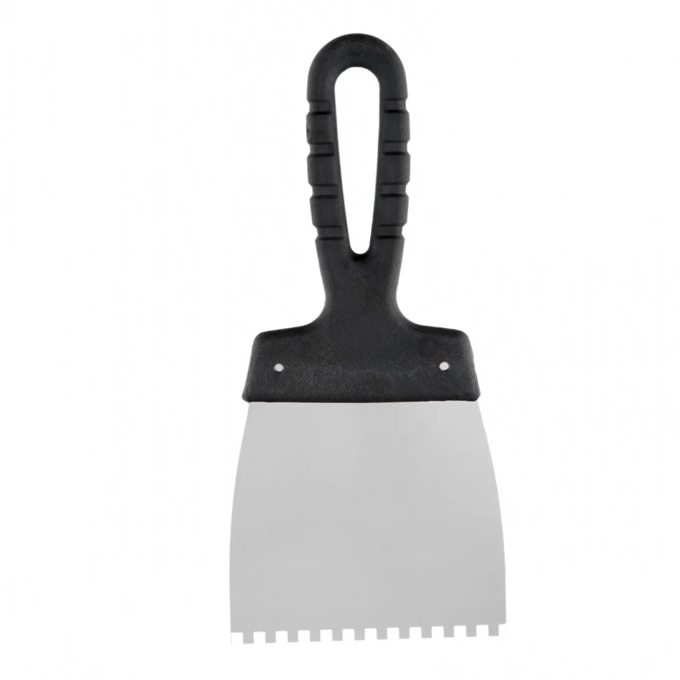 Sparta Шпатель из нержавеющей стали, 100 мм, зуб 4 х 4 мм, пластмассовая ручка 85138