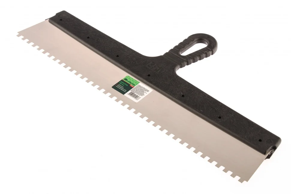 Сибртех Шпатель из нержавеющей стали, 450 мм, зуб 6 х 6 мм, пластмассовая ручка 85470