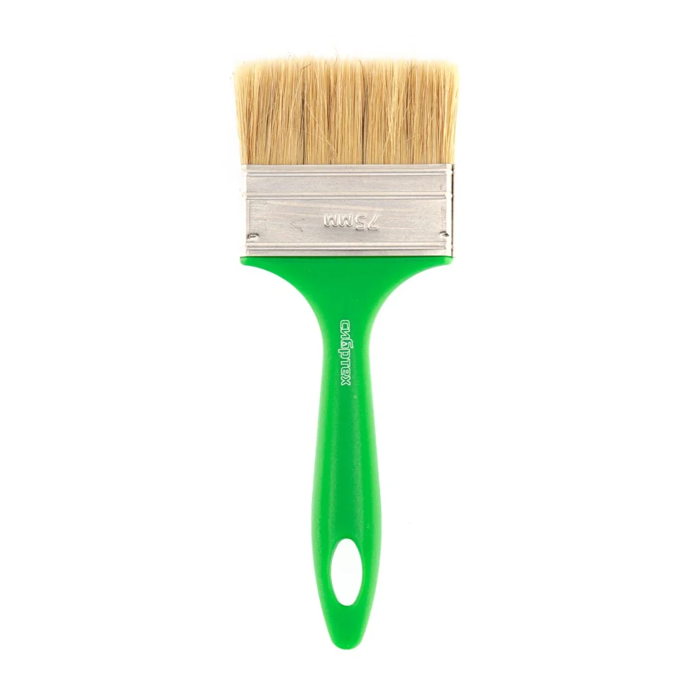 Сибртех Кисть флейцевая Эксперт , 75 x 8, натуральная щетина, пластиковая ручка 83309