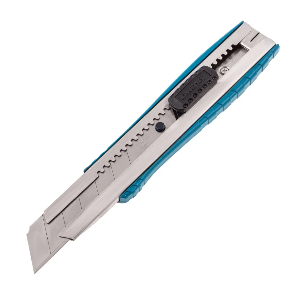 Gross Нож, 195 мм, металлический корпус, выдвижное сегментное лезвие 25 мм (SK-5), металлическая направляющая, клипса для ремня 78896