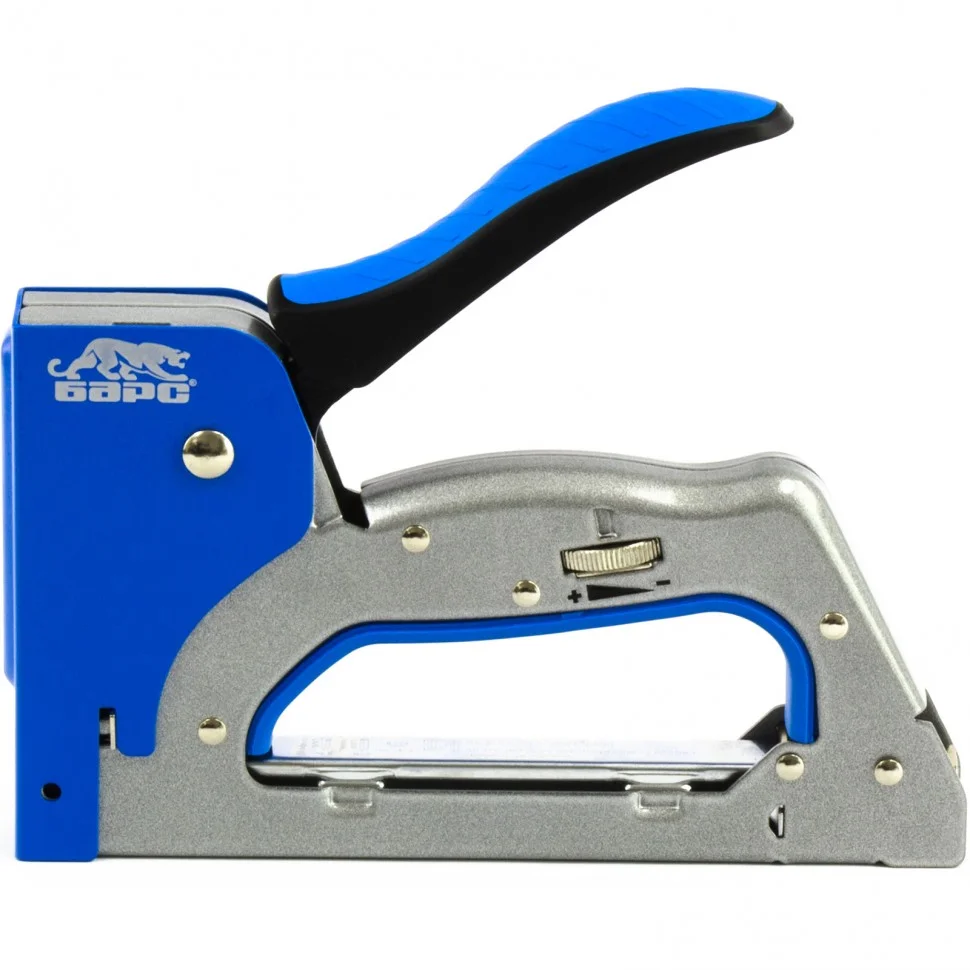 Барс Степлер металлический, 3 в 1, регулятор удара, двухкомпонентная рукоятка, тип скобы: 53, 300, 500, 6-14 мм 40004