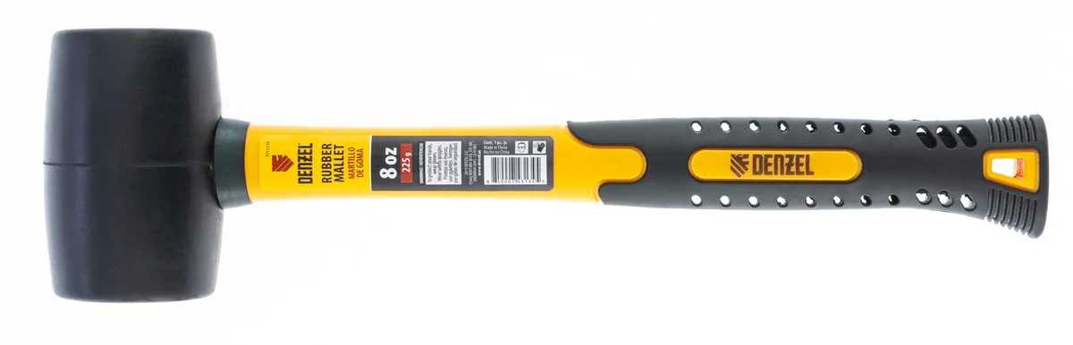 Denzel Киянка резиновая, 8 oz, черная резина, фибергласовая рукоятка// 7711175