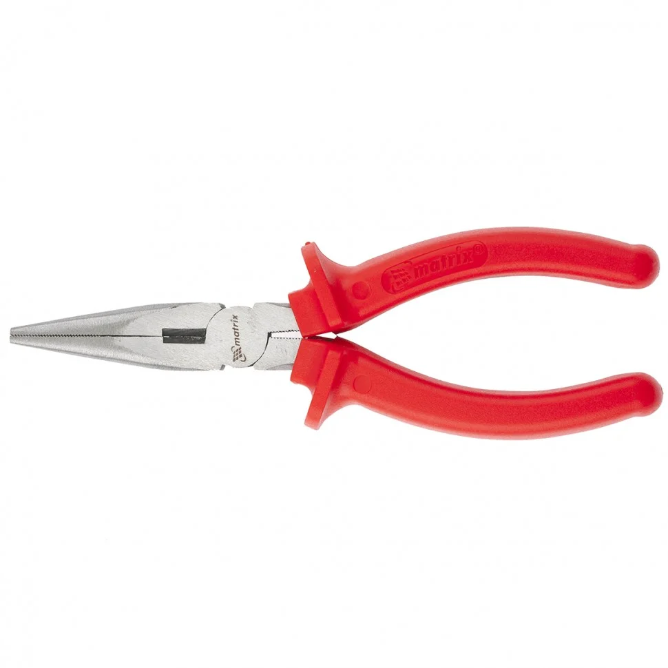 Matrix Длинногубцы прямые Econom, 160 мм, шлифованные, пластмассовые рукоятки 17192