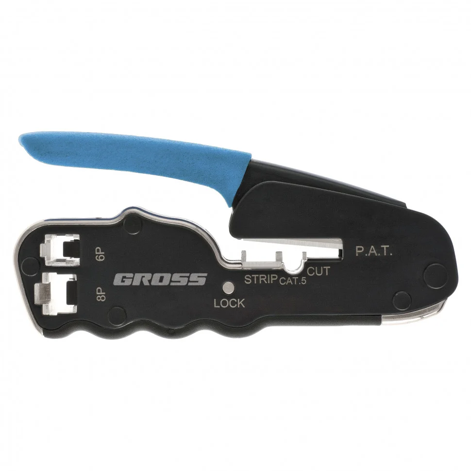 Gross Клещи для обжима телефонных и компьютерных клемм RJ45, 8P и RJ11/12, 6P, компактный размер, CAT5 17723