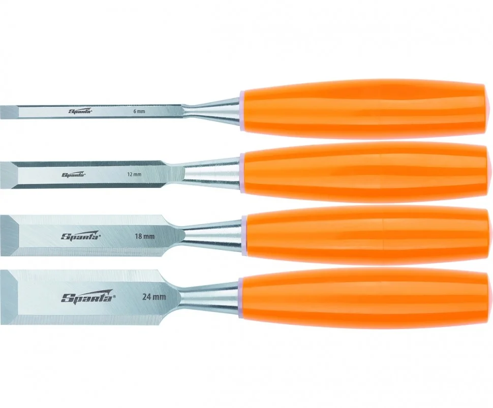 Sparta Набор стамесок плоских, 4 шт, 6-12-18-24 мм 24412