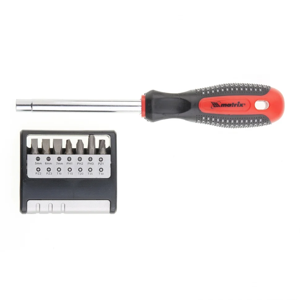 Matrix Отвертка с набором бит, CrV, 14 шт 11337