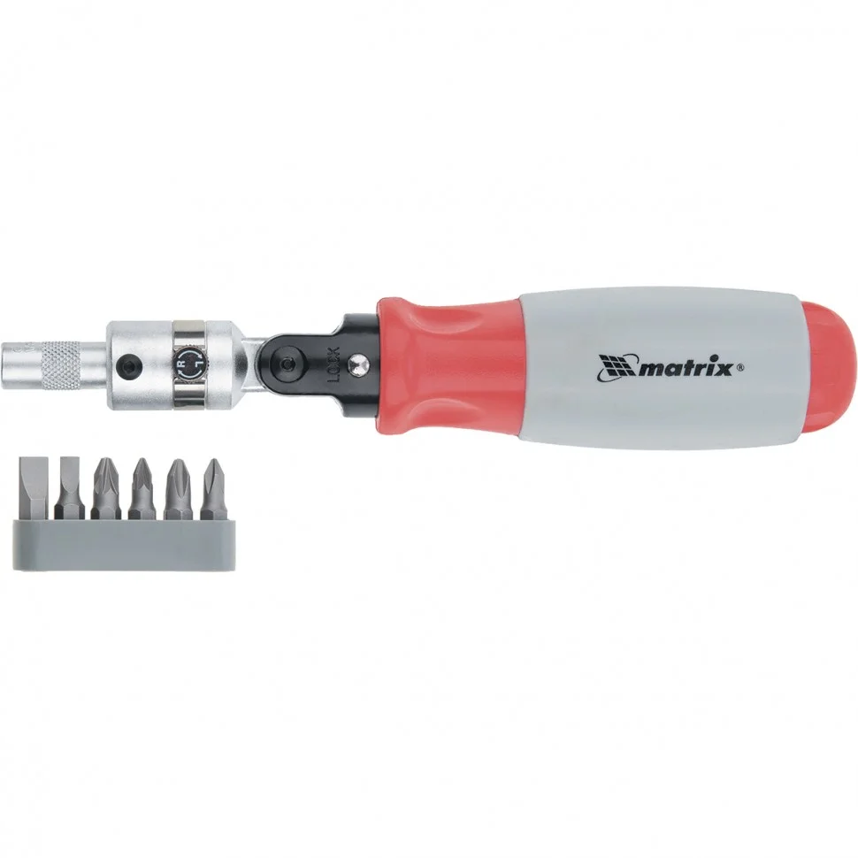Matrix Отвертка реверсивная, поворотная головка, набор бит, CrV, 6 шт 11548