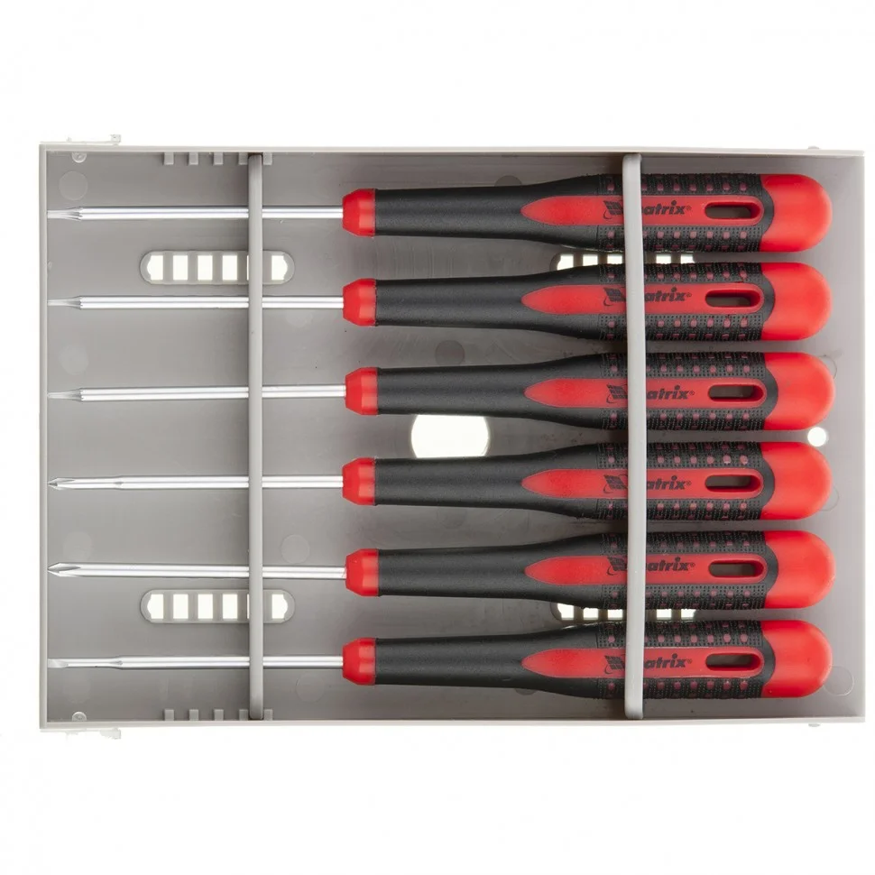 Matrix Набор отверток для точных работ Fusion, двухкомпонентная рукоятка, 6 шт, в пластиковом пенале 13361