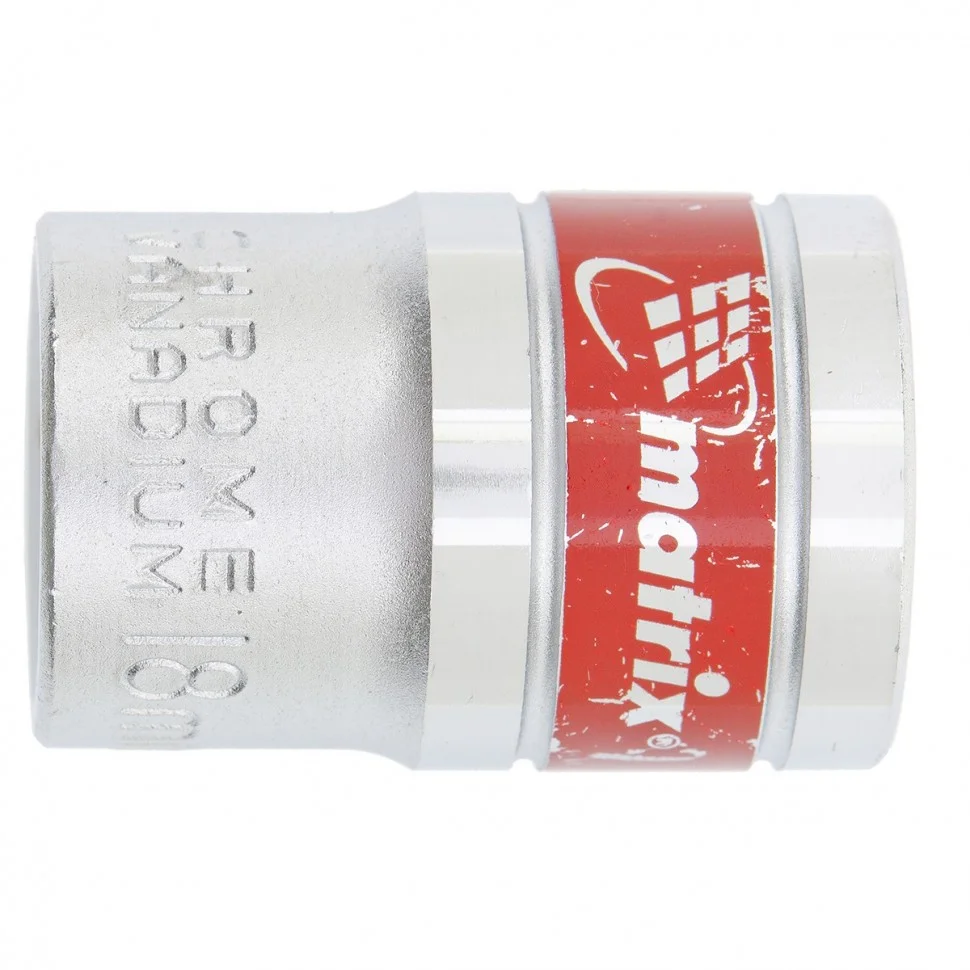 Matrix Головка торцевая, 18 мм, шестигранная, CrV, под квадрат 1/2, хромированная 13118