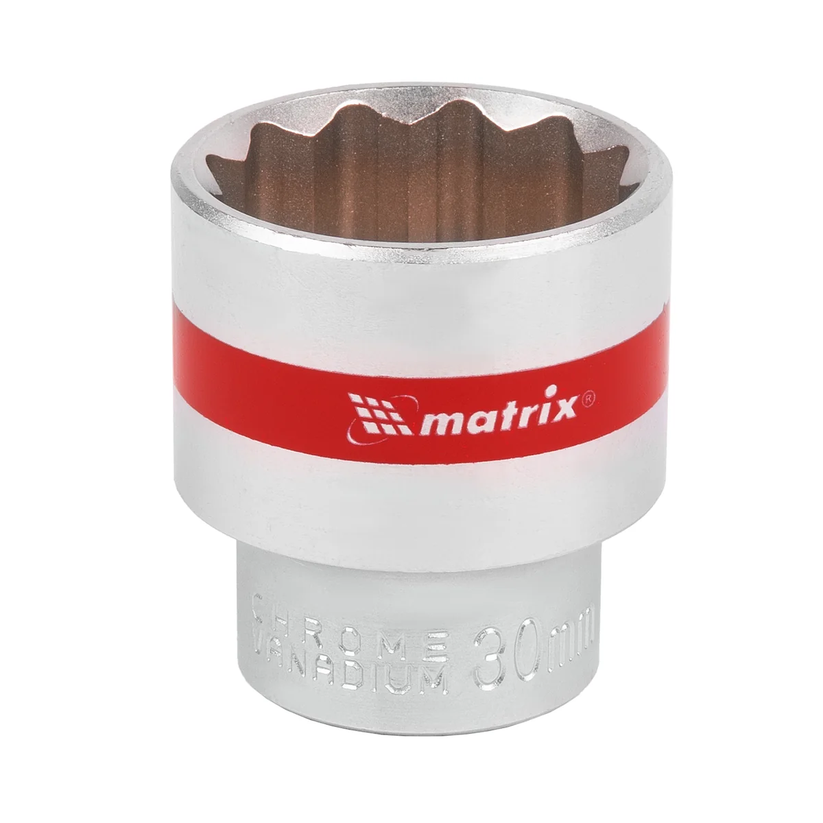 Matrix Головка торцевая, 30 мм, двенадцатигранная, CrV, под квадрат 1/2, хромированная 13697