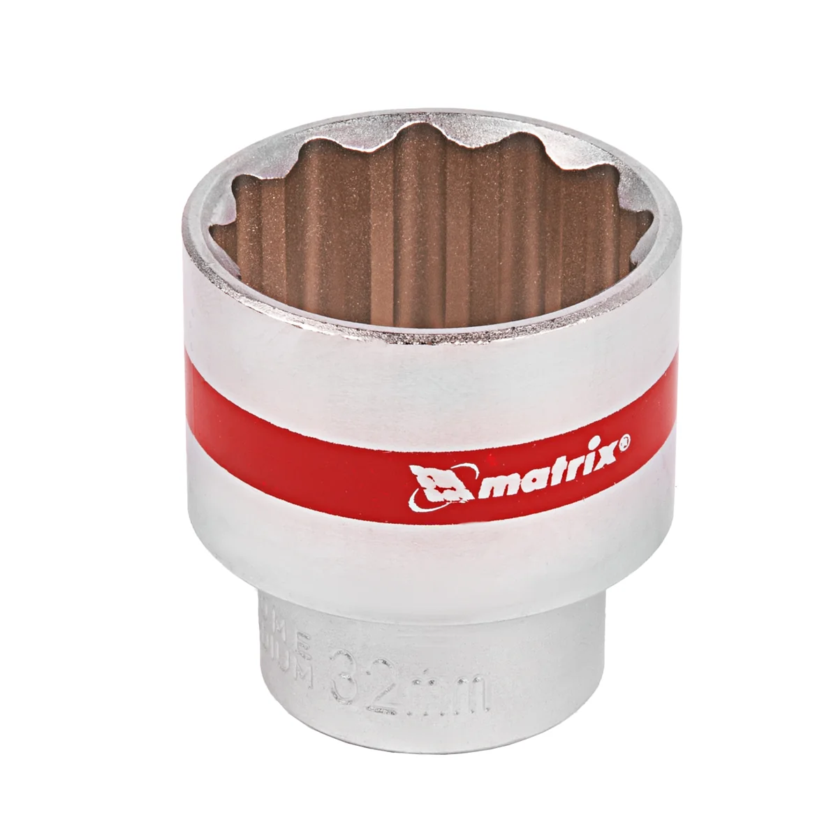 Matrix Головка торцевая, 32 мм, двенадцатигранная, CrV, под квадрат 1/2, хромированная 13698