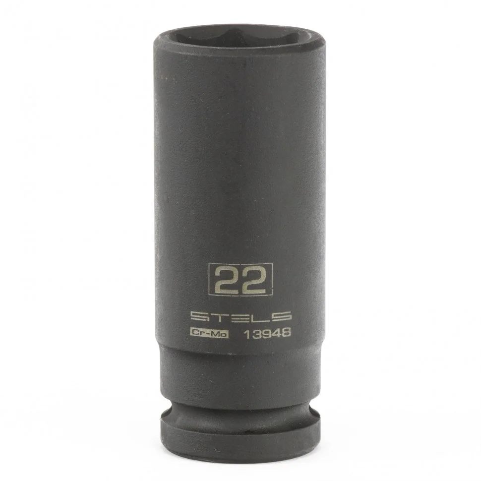 Stels Головка ударная удлиненная шестигранная, 22 мм, 1/2, CrMo 13948