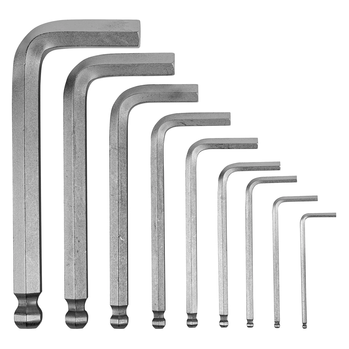 Denzel Набор ключей имбусовых, HEX, 2-12 мм, CrV, 9 шт., с шаром 12363