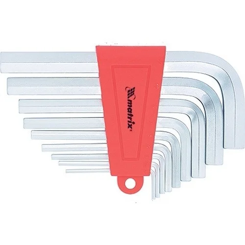 Matrix Набор ключей имбусовых HEX, 2-12 мм, CrV, 9 шт, короткие с сатинированным покрытием 12301