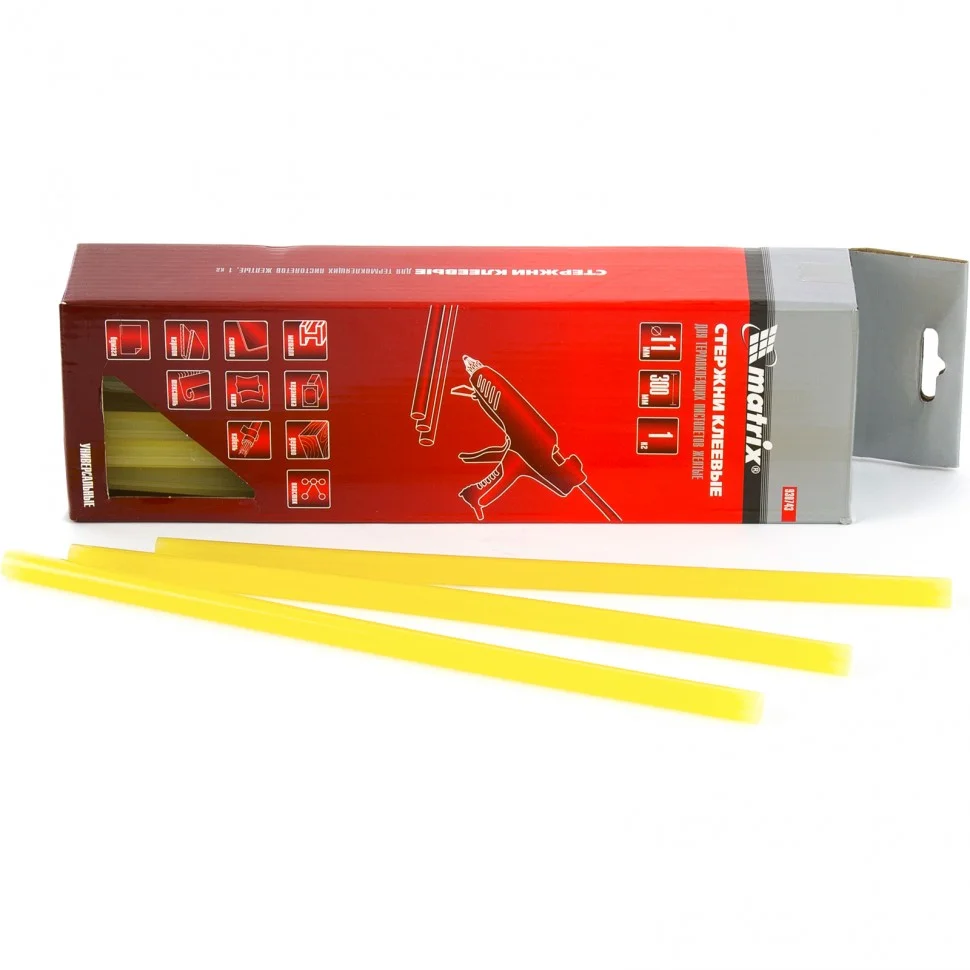 Matrix Стержни клеевые, 11 мм, L-300 мм, 1 кг, желтый 930743