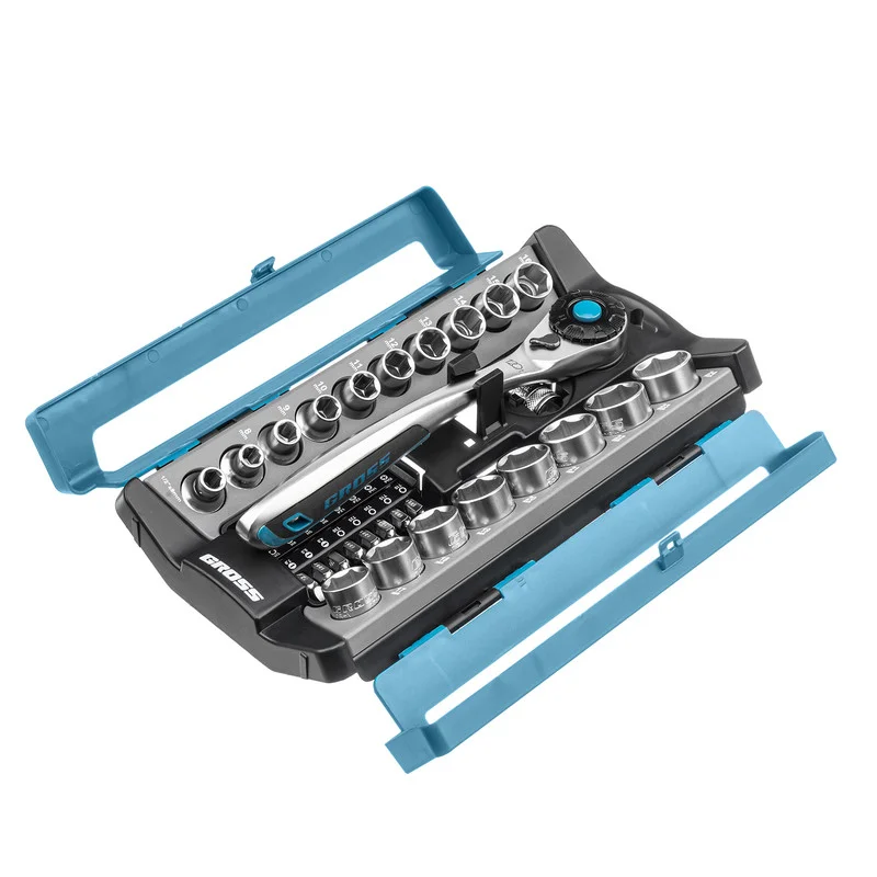 Gross Набор торцевых головок, трещотка 120 зубьев, 1/2", CrV, 36 предметов 14144