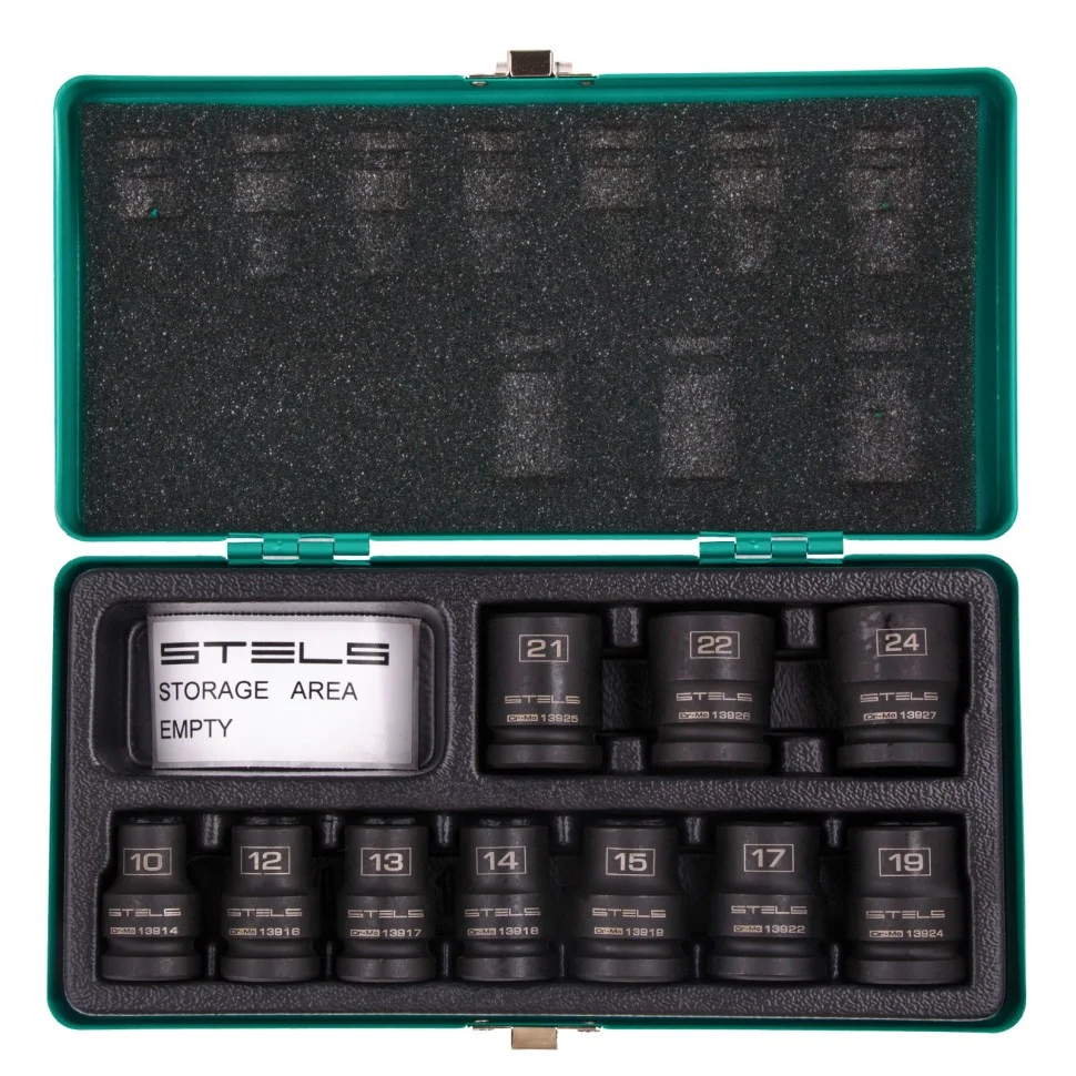 Stels Набор шестигранных ударных торцевых головок, 1/2, 10-24 мм, 10 шт, 13997