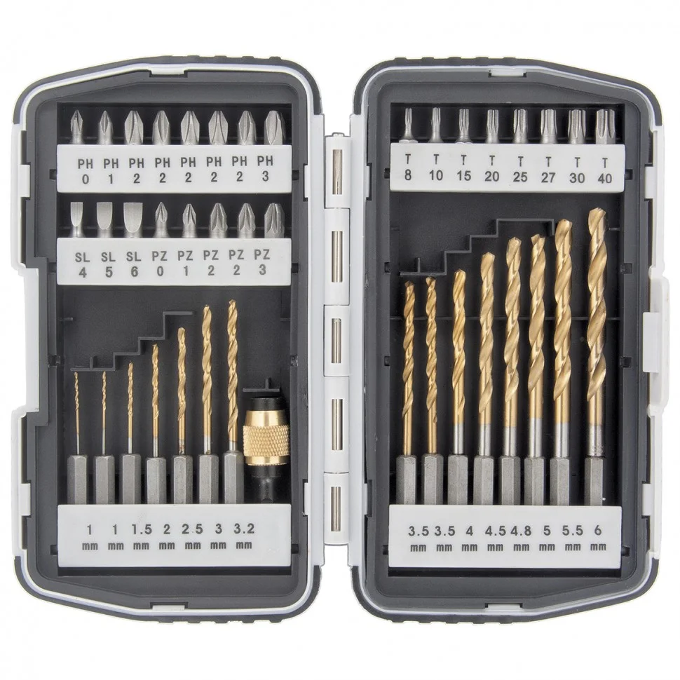 Matrix Набор бит и сверл, магнитный адаптер, CrV, пластиковый кейс, 40 шт. 11322