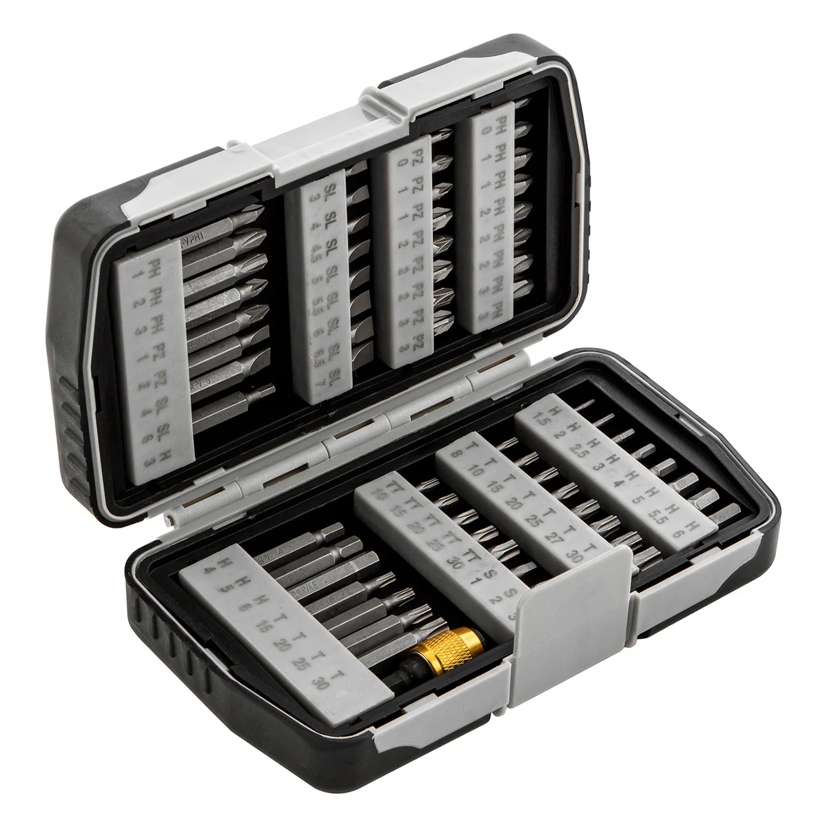 Matrix Набор бит, магнитный адаптер, CrV, пластиковый кейс, 64 шт. 11327