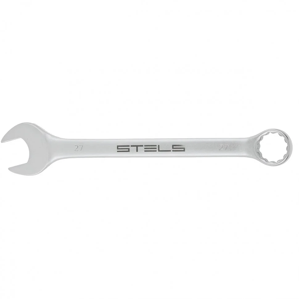 Stels Ключ комбинированный, 27 мм, CrV, матовый хром 15218