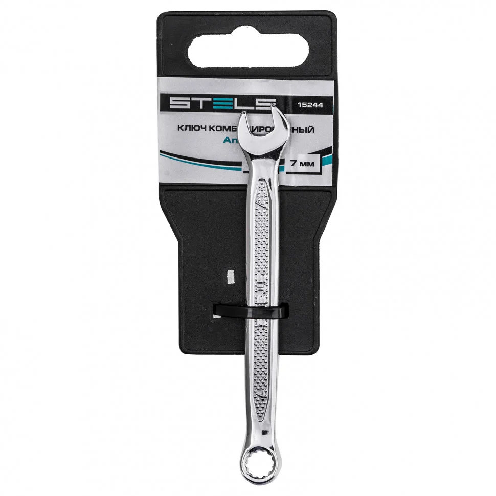 Stels Ключ комбинированный, 7 мм, CrV, антислип 15244