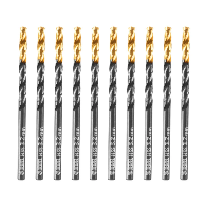 Denzel Сверло по металлу, 3,2 мм, HSS-Tin, Golden Tip, 10 шт. 717206