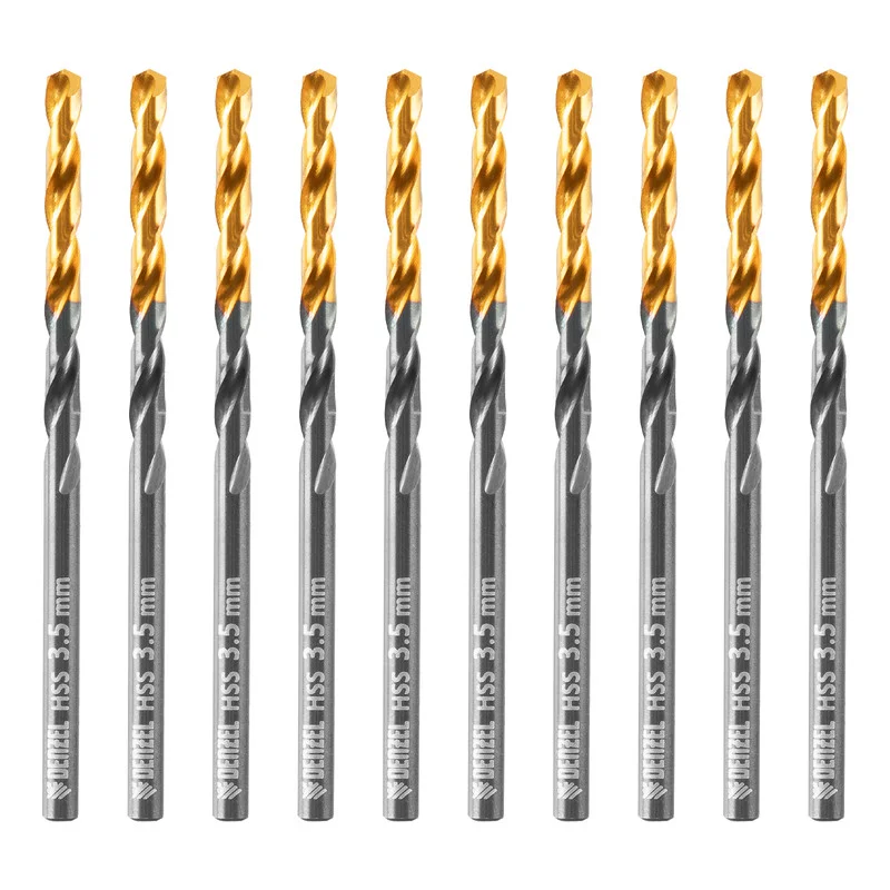 Denzel Сверло по металлу, 3,5 мм, HSS-Tin, Golden Tip, 10 шт. 717207