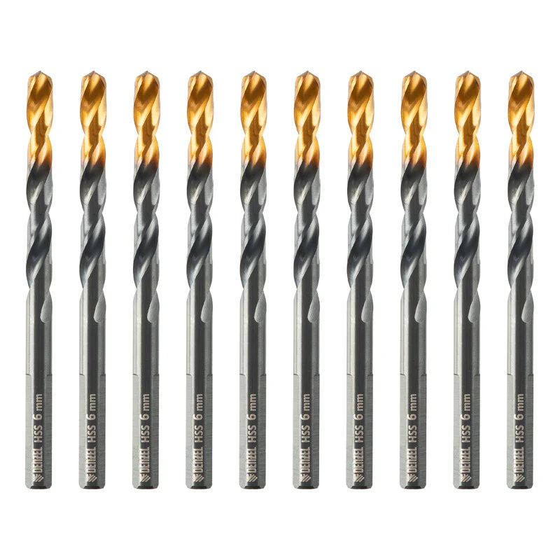 Denzel Сверло по металлу, 6 мм, HSS-Tin, Golden Tip, 10 шт. 717215