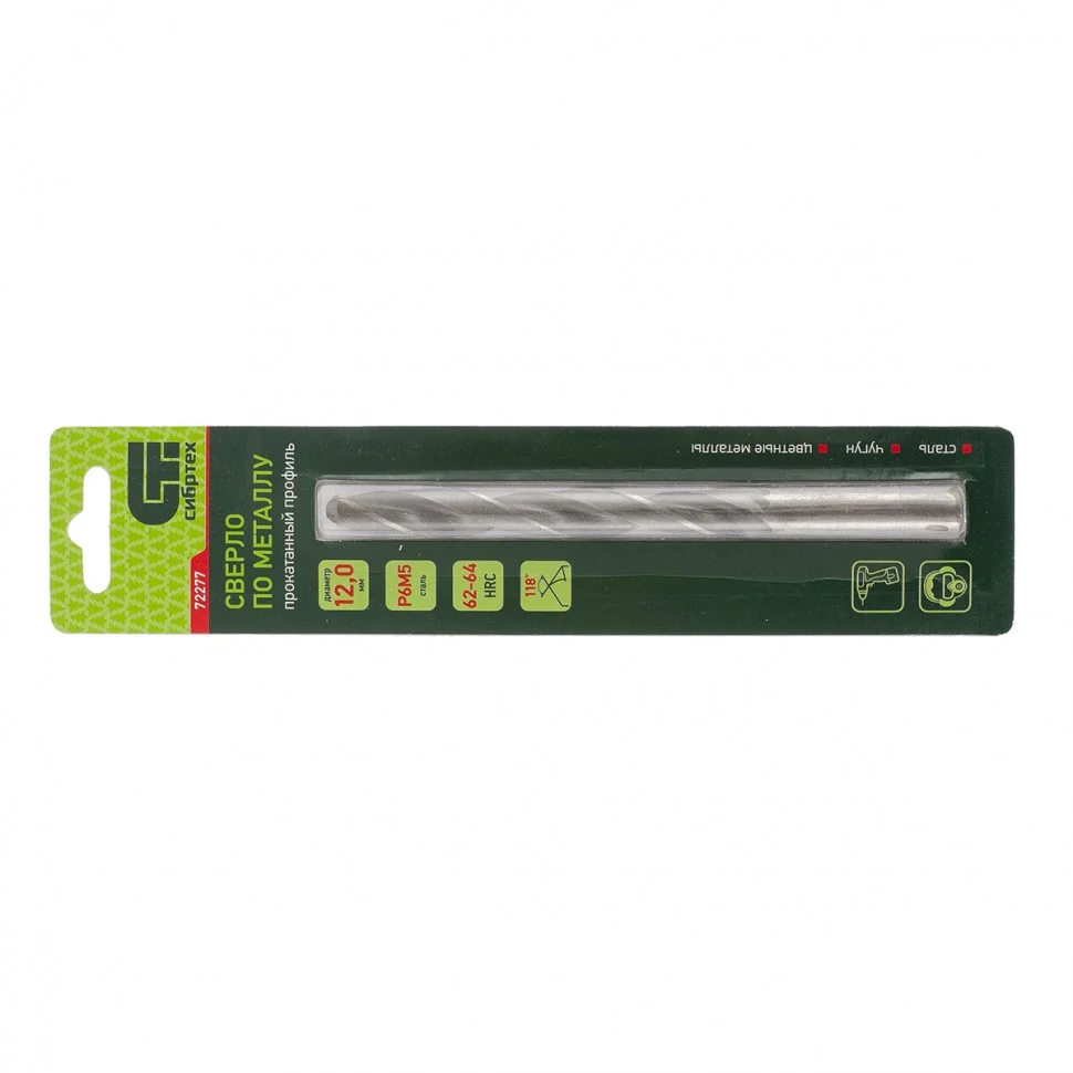 Сибртех Сверло по металлу, 12 мм, Р6М5 72277