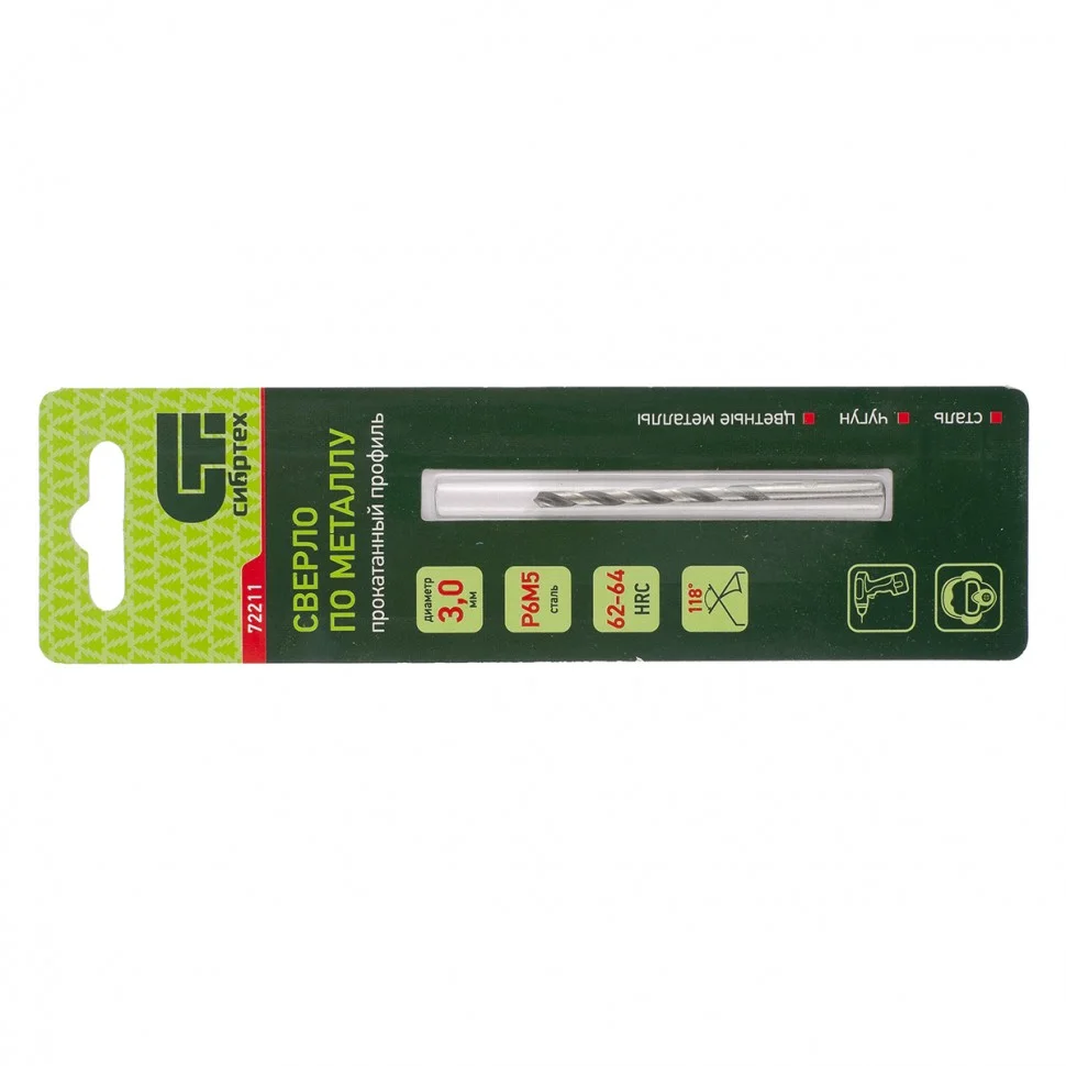 Сибртех Сверло по металлу, 3 мм, Р6М5 72211