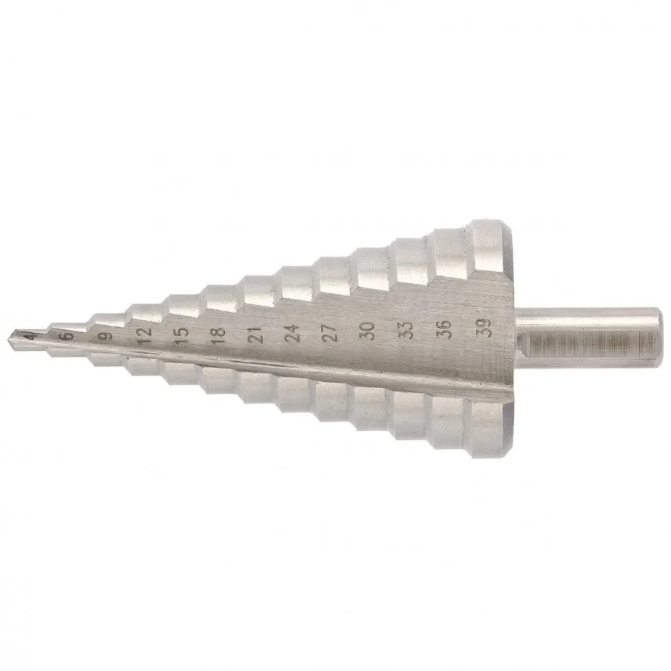 Барс Сверло ступенчатое, 4-6-9-12-15-18-21-24-27-30-33-36-39 мм, Р6М5, трехгранный хвостовик 72363