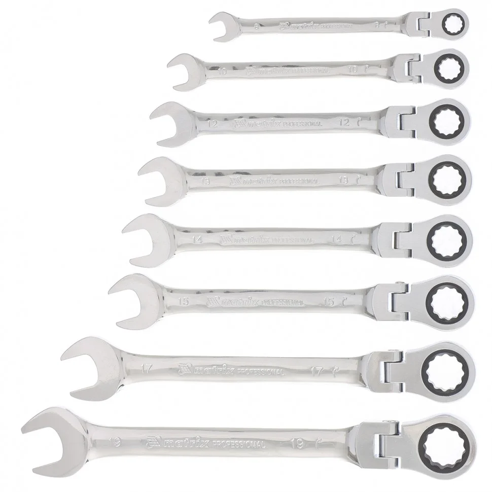 Matrix Набор ключей комбинированных, трещеточных шарнирных 8 шт 14898