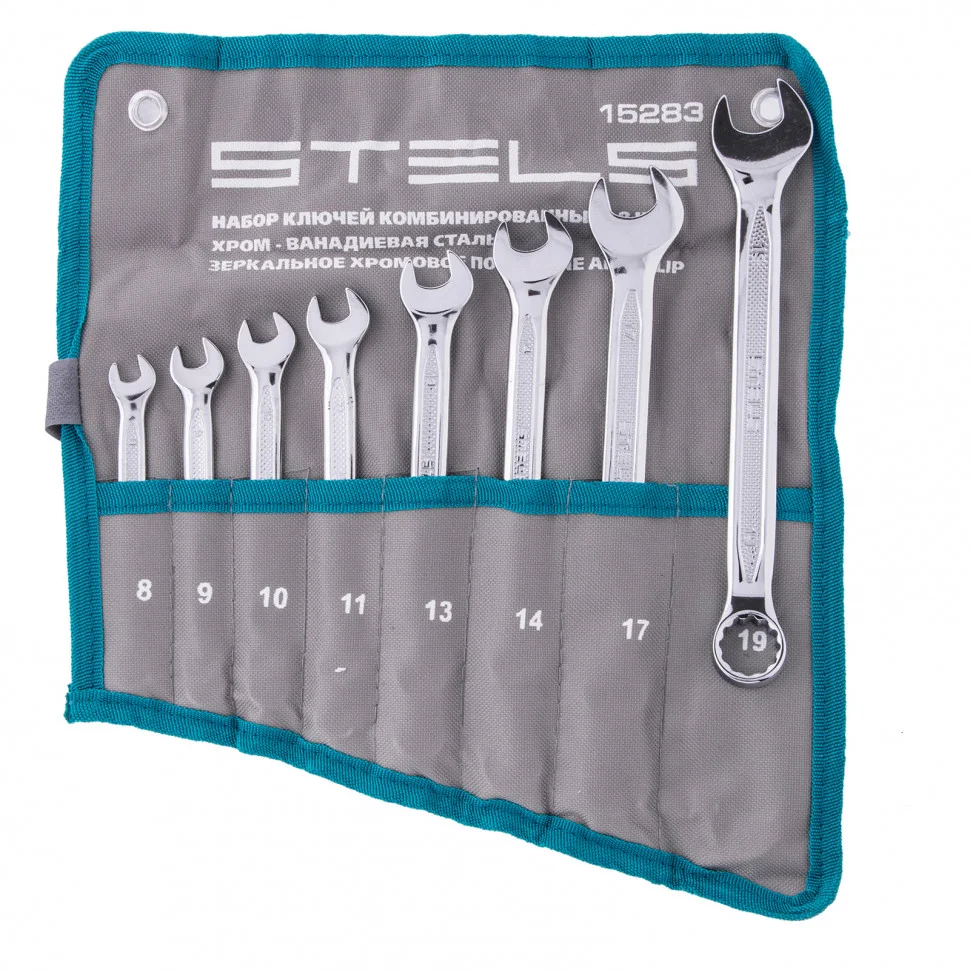 Stels Набор ключей комбинированных 8 шт, 8-19 мм, антислип 15283