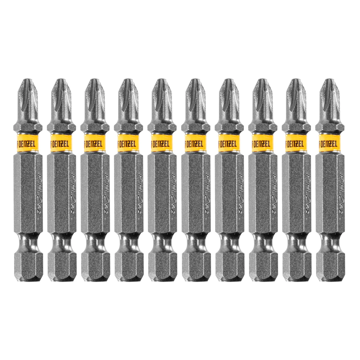 Denzel Бита PH2х50, сталь легированная S2, 10 шт., Е 6,3, шестигранный профиль, отрывная упаковка 11683