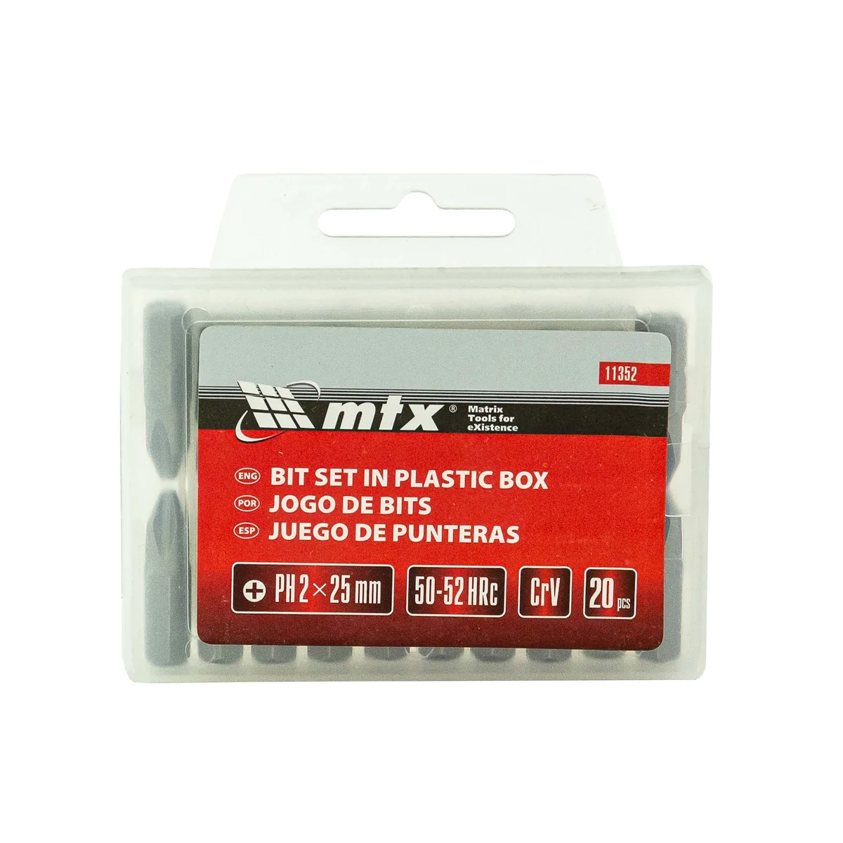 Matrix Бита PH2 x 25 мм, сталь 45Х, 20 шт, пластиковый бокс 11352