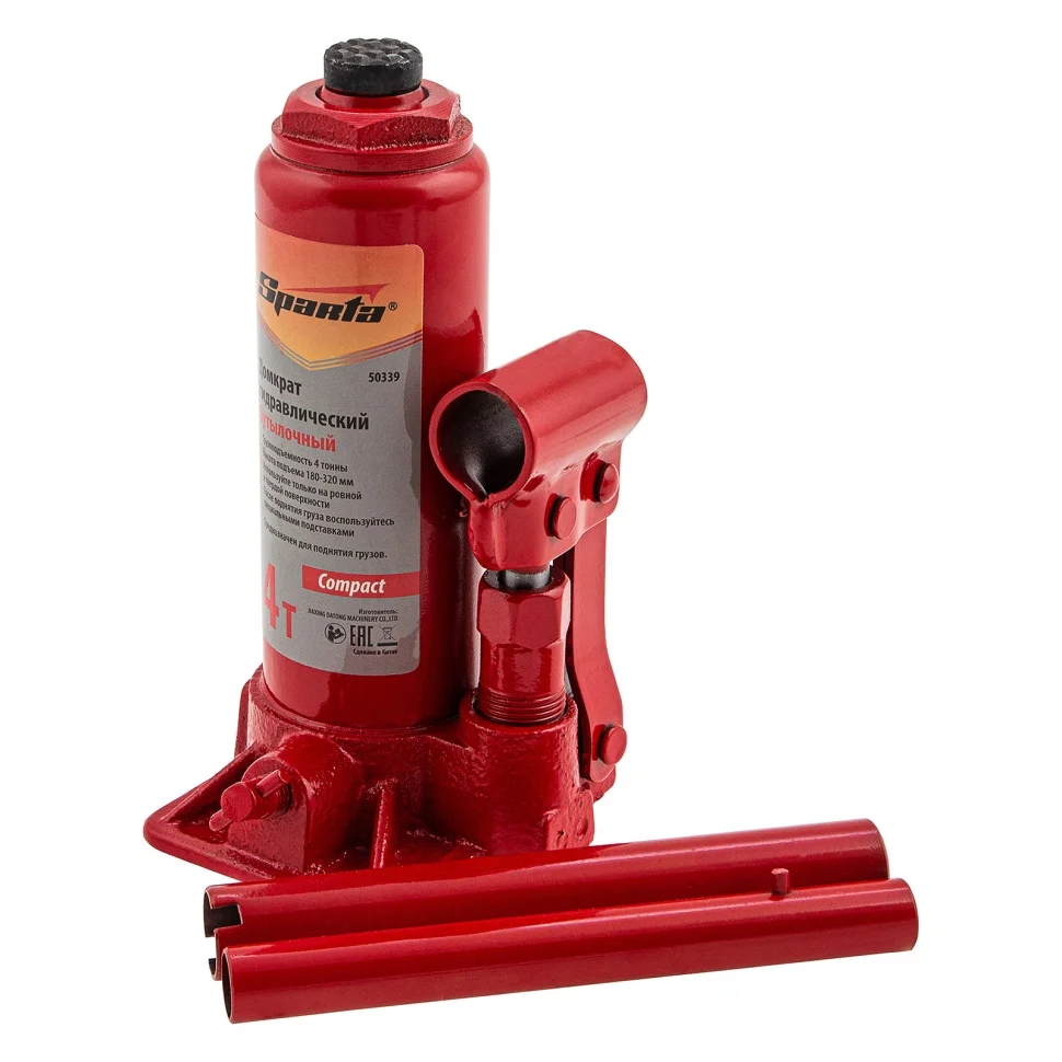Sparta Домкрат гидравлический бутылочный, 4 т, h подъема 180–320 мм Compact50339