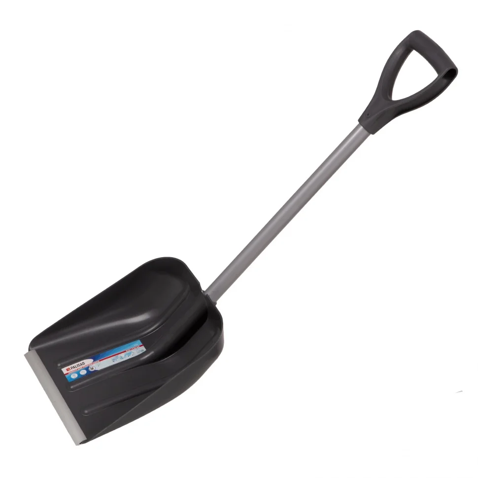 Palisad Лопата для уборки снега пластиковая, 270 х 310 х 890 мм, стальной черенок, алюминиевая планка, 61502